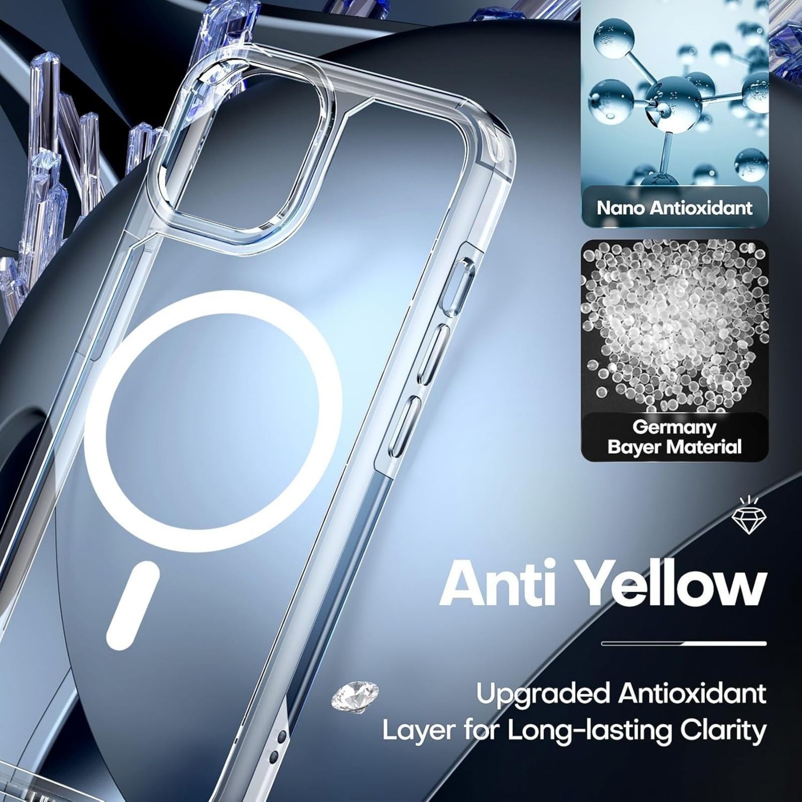 2 in 1 Magnetic iPhone 14 Case Clear with Screen Protectors, Military-Grade Drop