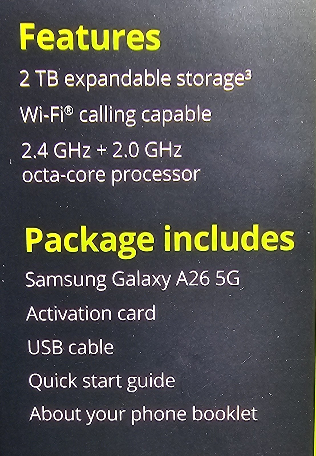 Samsung Galaxy A26 5G – 128 GB – Black (Straight Talk) Locked