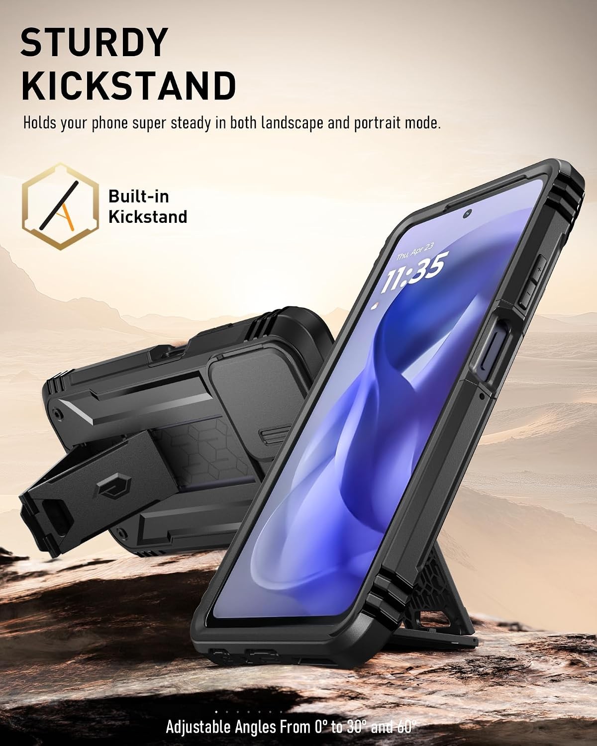 1. For Motorola Moto G Power 5G 2026, Revolution Case, Shockproof Cover, Black