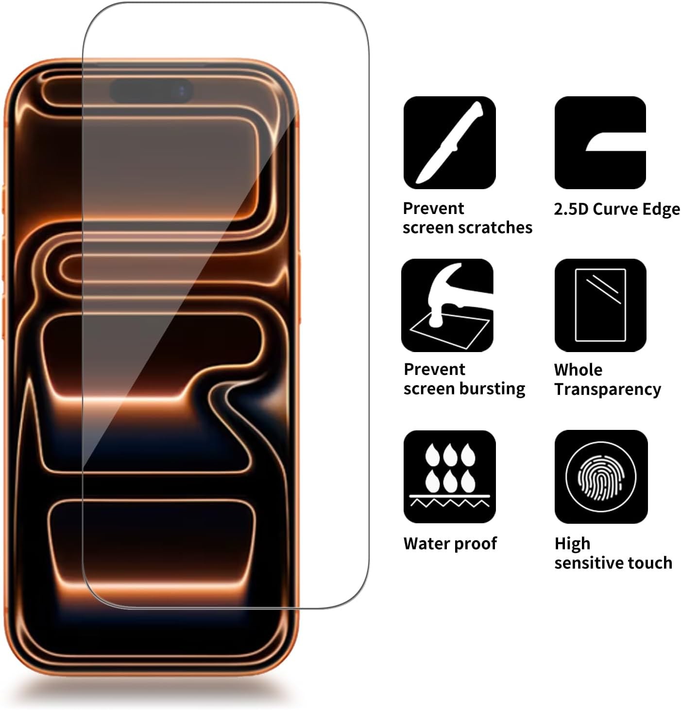 4PCS Glass Screen Protector for iPhone 17 Pro 6.3 Inch Scratch Resistant Easy In