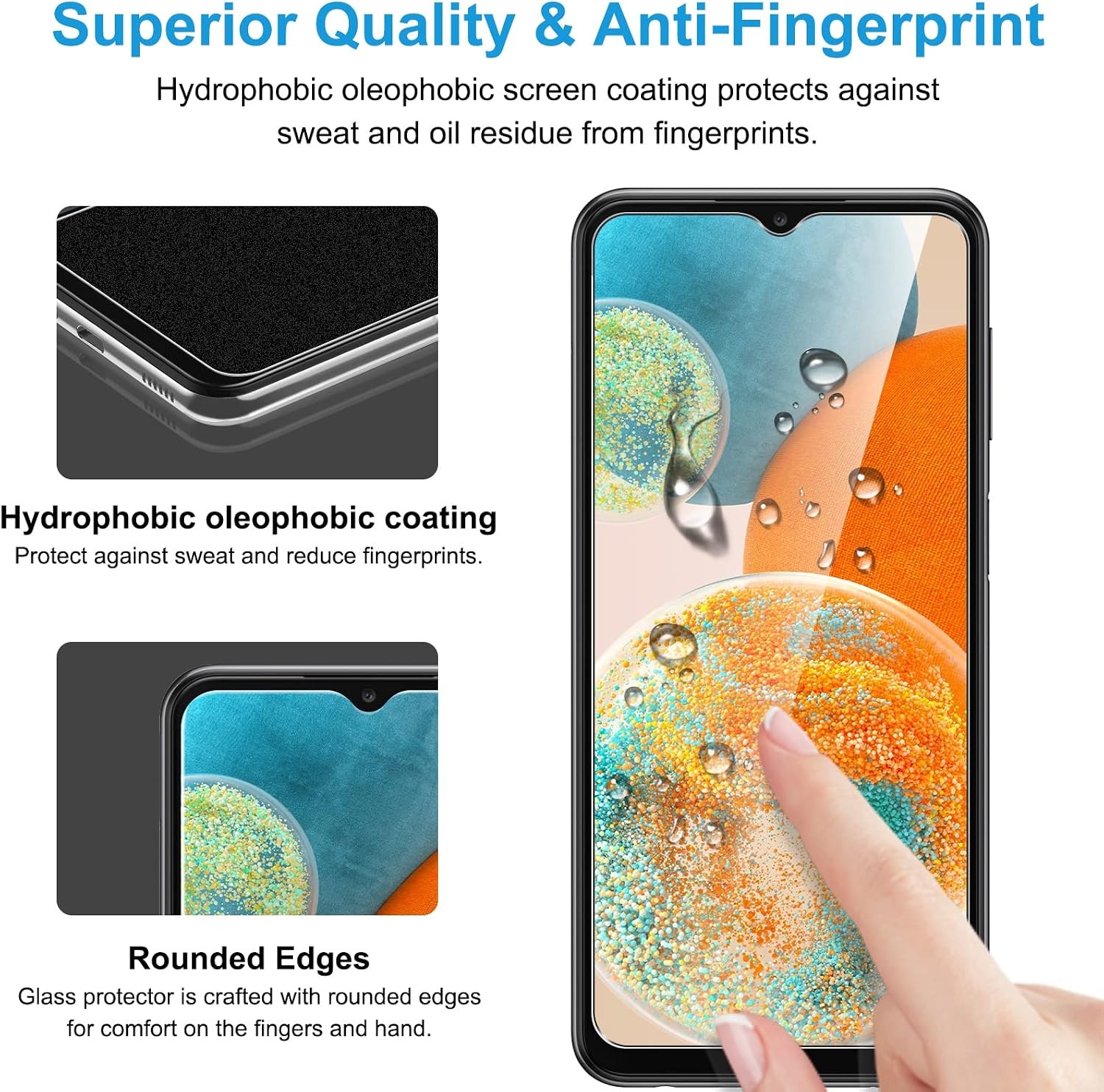 3PCS Screen Protector for Samsung Galaxy A23 6.6 Inch Tempered Glass Anti Scrat