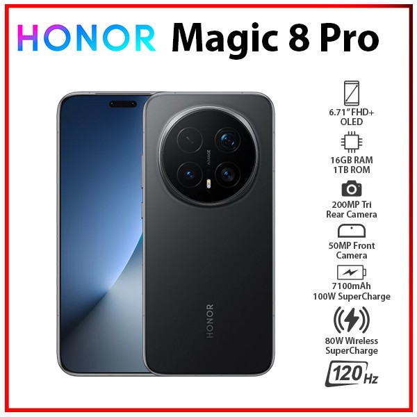HONOR Magic8 Pro 5G 16GB+1TB BLACK Dual SIM Unlocked Android Cell Phone