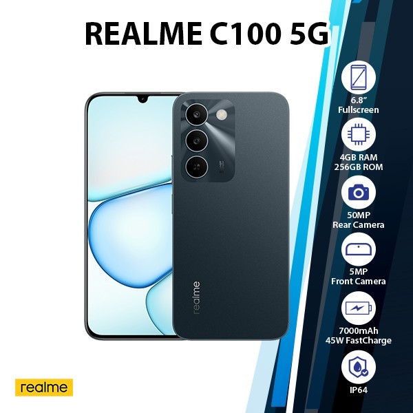Realme C100 5G Android Cell Phone (4GB+256GB/GREEN/Global/Dual SIM/Unlocked)
