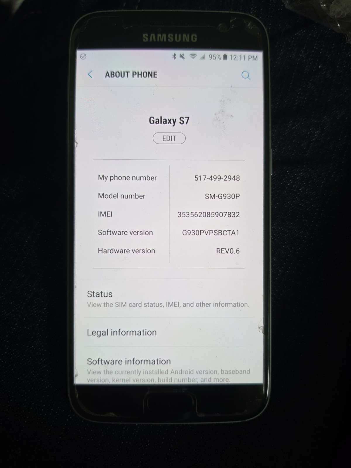 Samsung Galaxy S7 G930A Smartphone (AT&T) – 32GB Black – Broke Back Glass