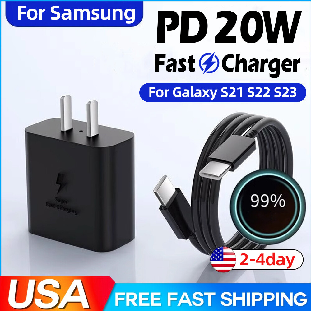 🤝45W Fast Charging USB Type C Wall Charger Cable For Samsung Galaxy S20 S22 21