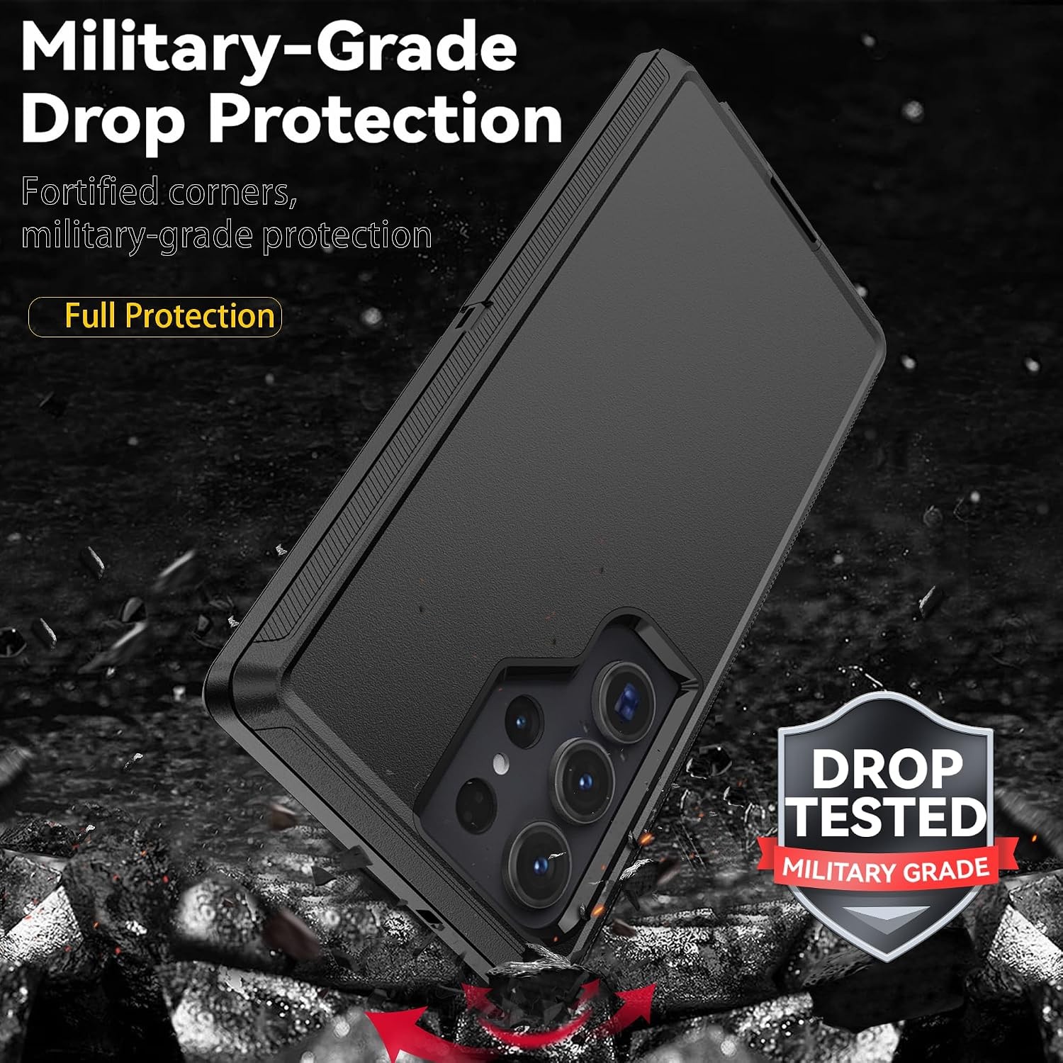 3PCS Case & Cover for Samsung Galaxy S23 Ultra 6.8 Inch Military Grade Protectio