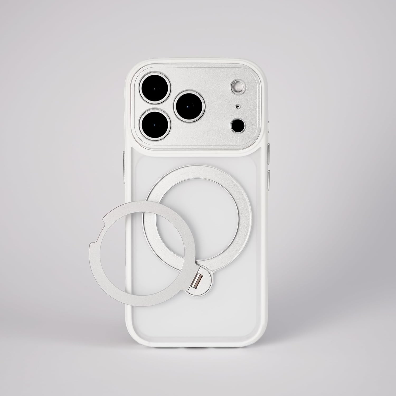 360° Spin Magnetic Stand for iPhone 17 Pro Max Case, Glacier White, Anti-Slip