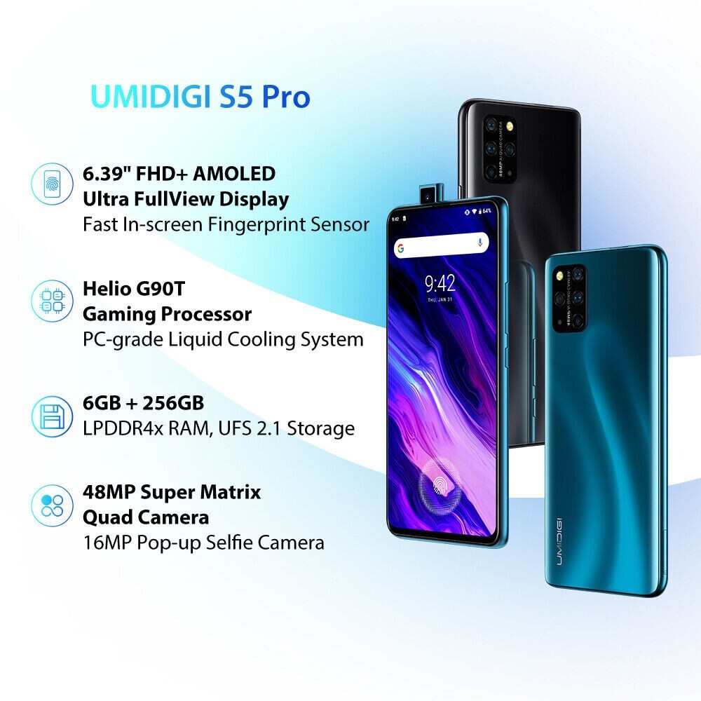 UMIDIGI S5 Pro 6.39” FHD+ 6GB+256GB Pop-up Camera Octa Unlocked Smartphone