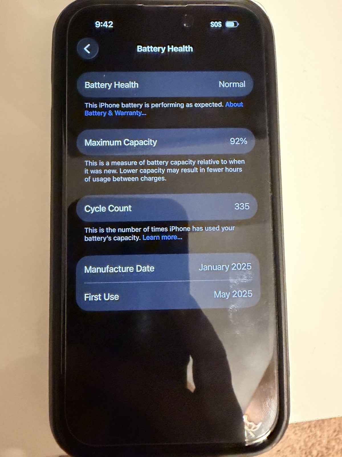 Apple iPhone 15 128GB Black iOS 12MP Battery Health 92% Cycle 335