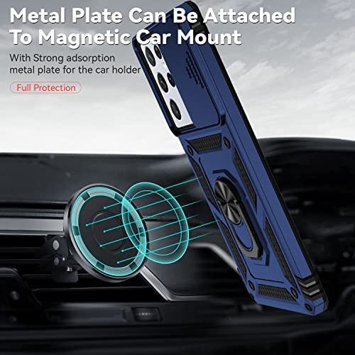 Samsung Galaxy S21 Ultra Case, Ring Mount Kickstand HD Screen Protector Blue