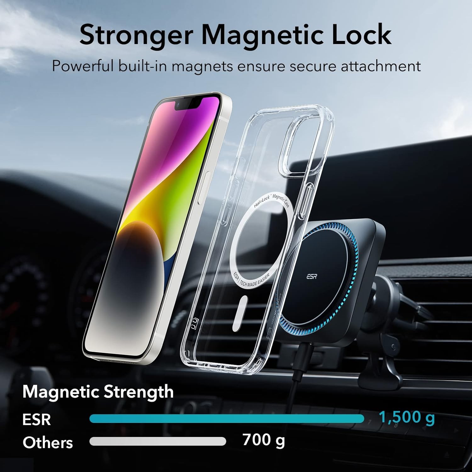 Clear Shockproof Case for iPhone 14/13, Military-Grade Protection, ESR Compatibl