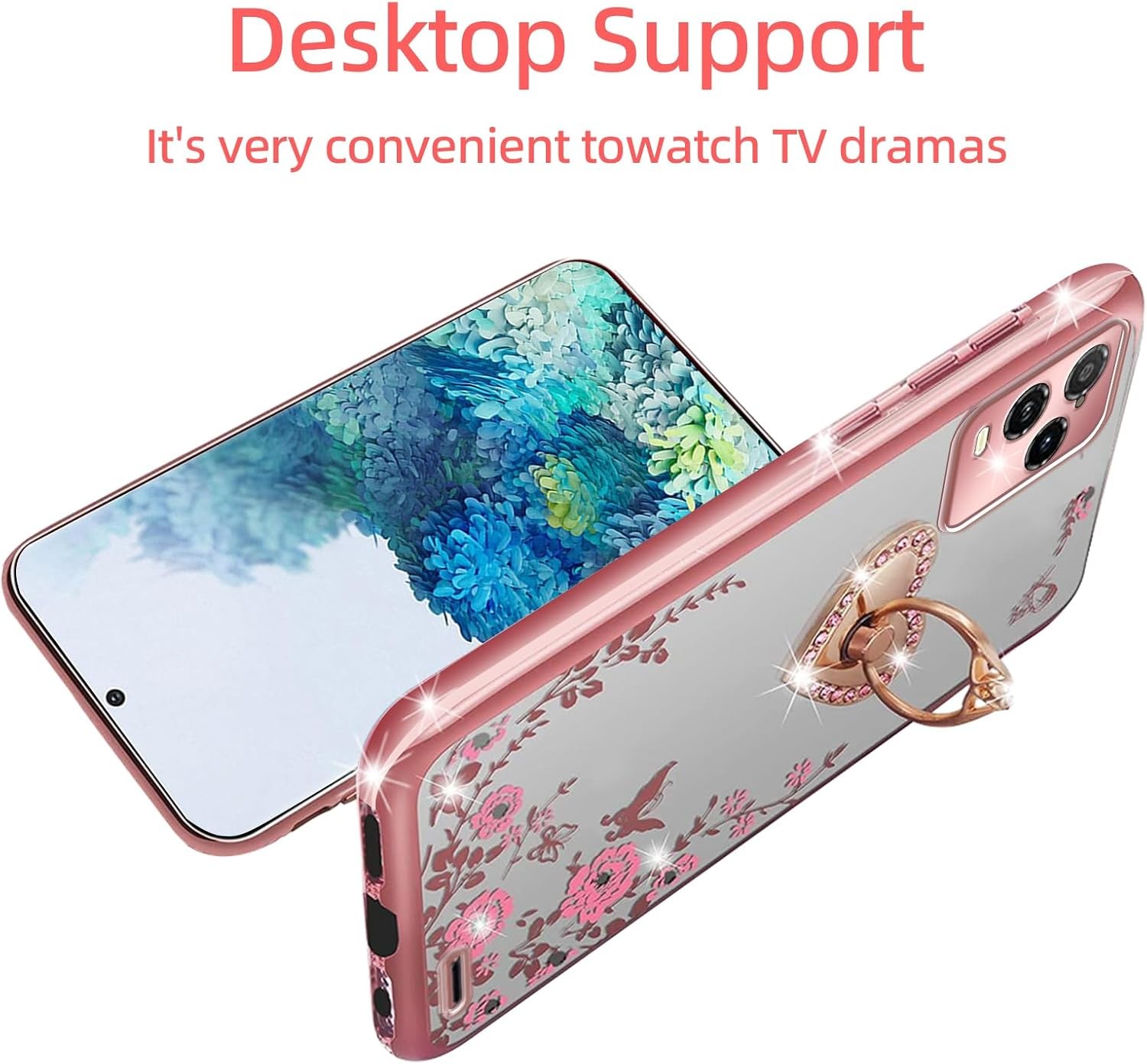 1. For BLU View 5 Pro Case Glitter Soft TPU Luxury Crystal Butterfly Heart 2.