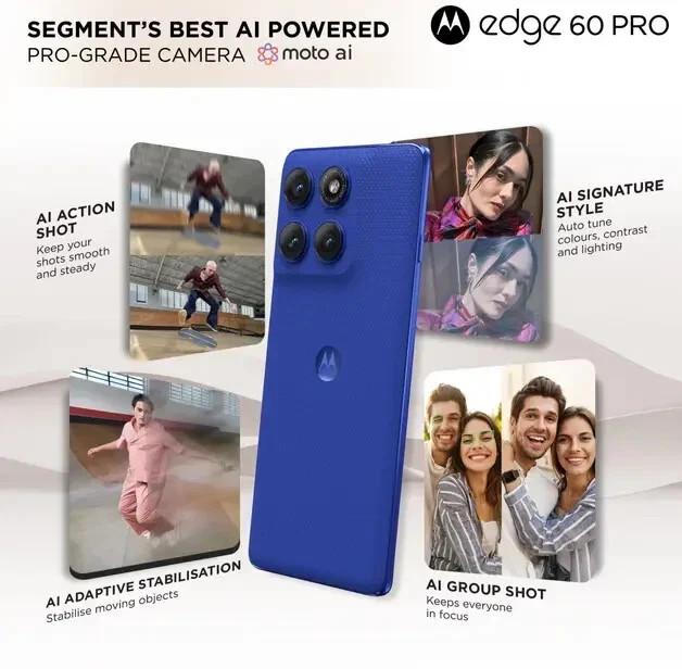 MOTOROLA Moto Edge 60 Pro 5G-Factory Unlocked Dual SIM-8GB 256GB-Dazzling Blue