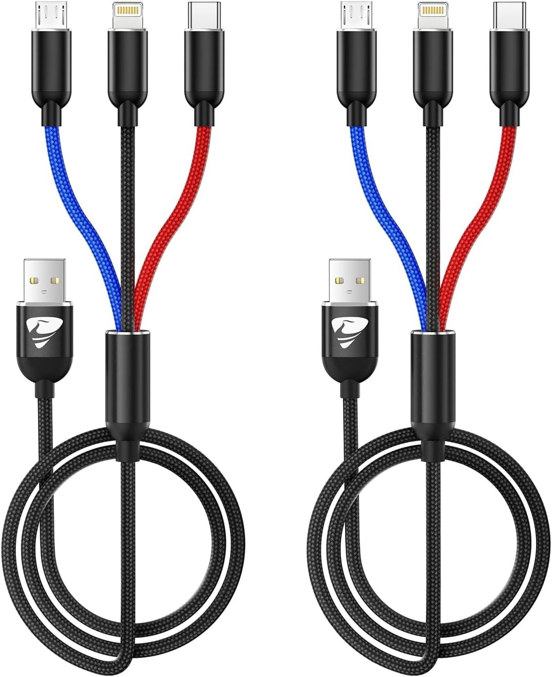 Multi Charging Cable, Nylon Braided 3 in 1 Charging Cord with Type-C, Micro USB