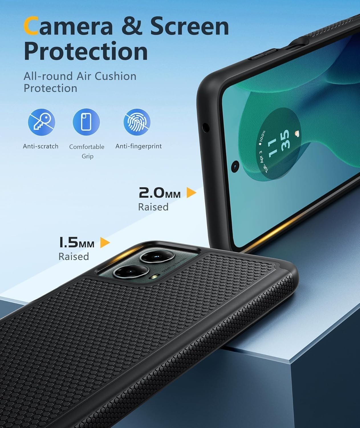 Moto G-5G 2024 Case: 14FT Military Grade Drop Protection with Screen Protector