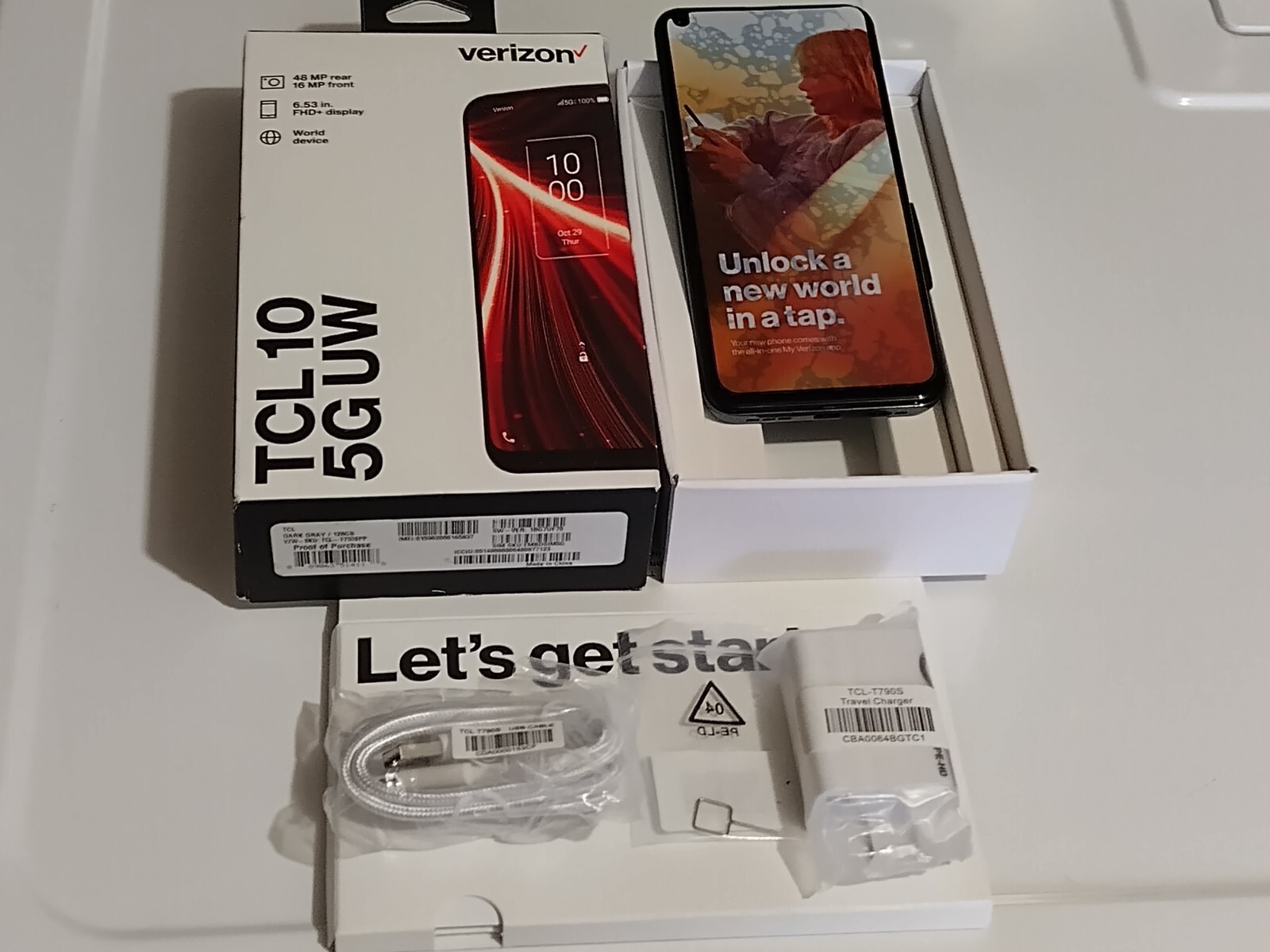 New Open Box TCL 10 5G UW – 128 GB – Diamond Gray (Verizon) (Single SIM)