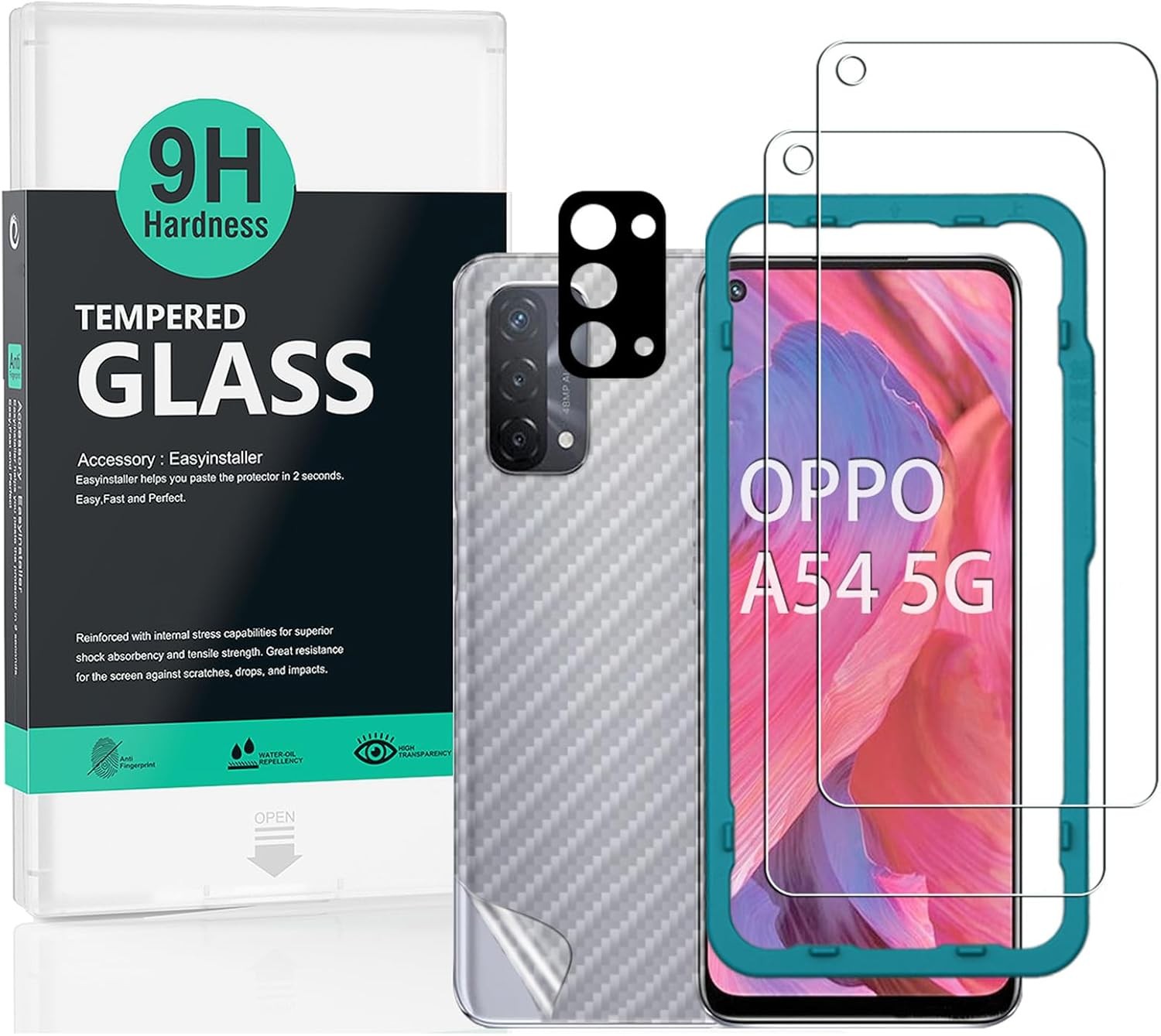 2PCS Screen Protector & Camera Lens Protector for Oppo A54/A74(5G) 9H Hardness F