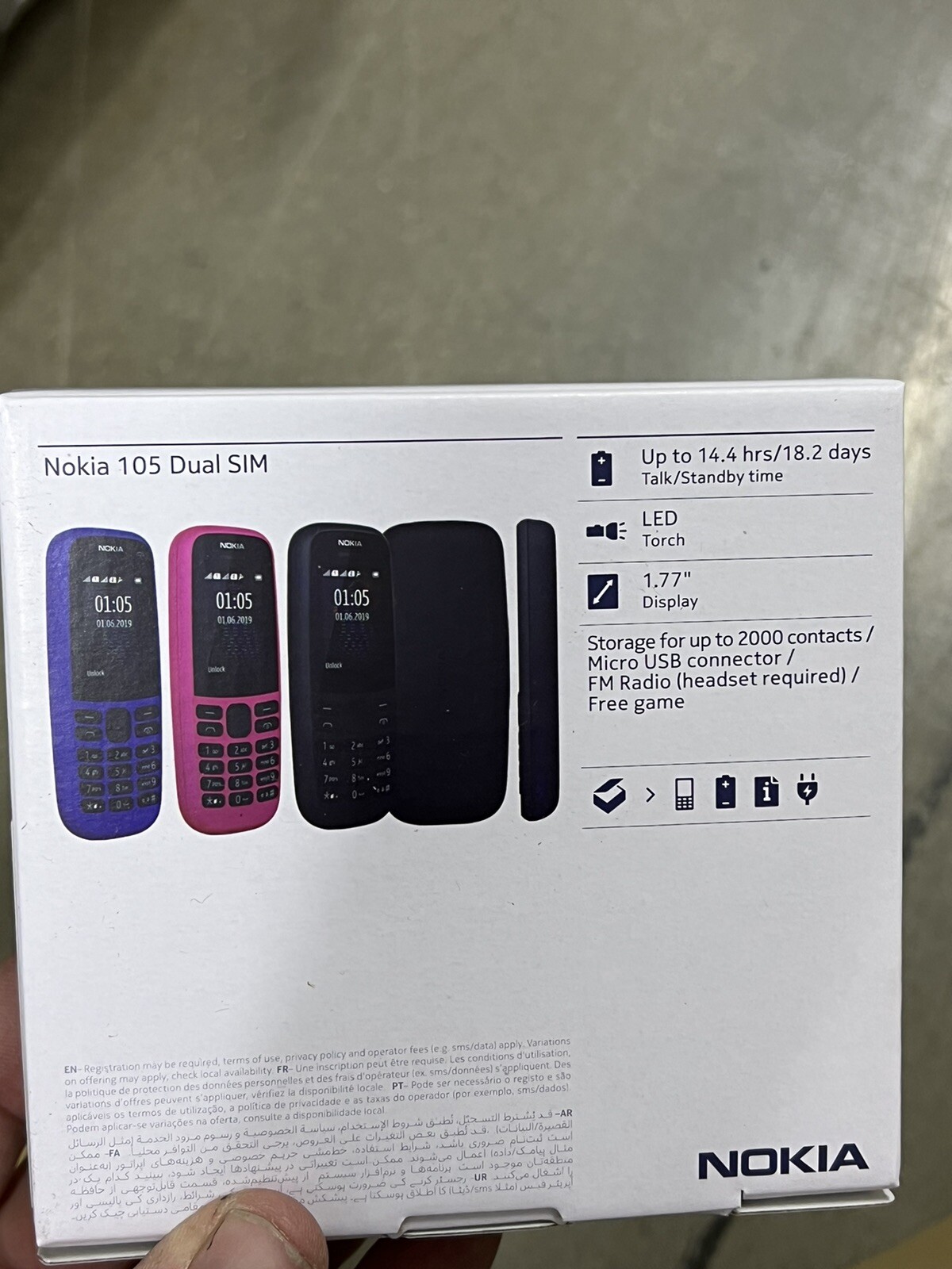 Nokia 105 (2019) Dual SIM, Black, Micro USB 2.0, 800 mAh, Lightweight & Stylish