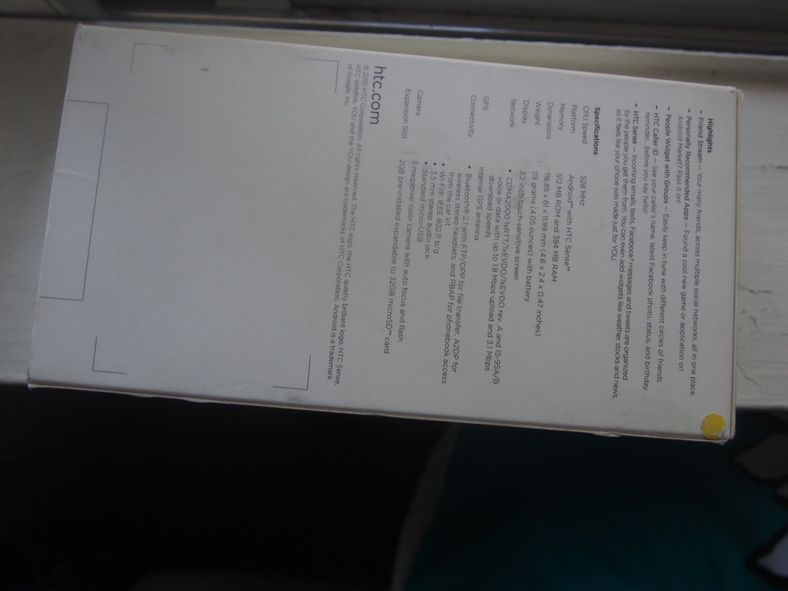 HTC ADR6225 Wildfire Silver/Black CDMA Phone Alltel network AS IS