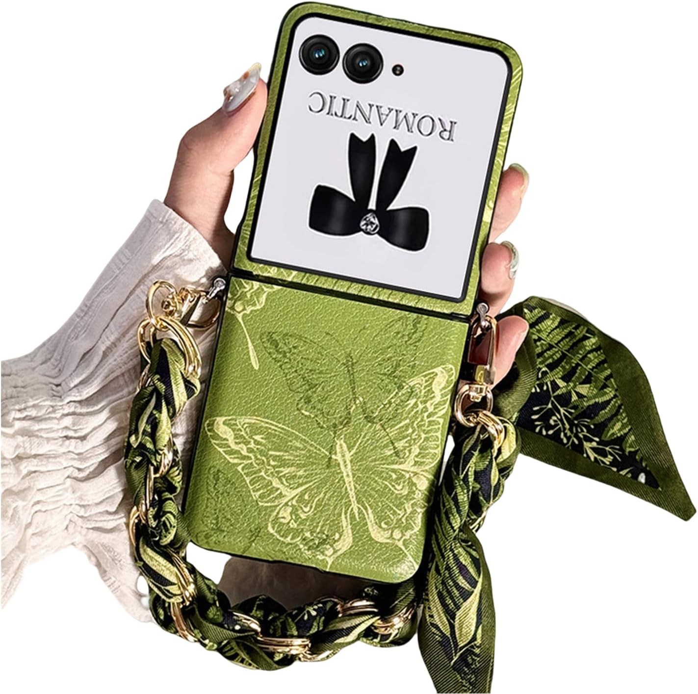 Flower Ribbon Bracelet Wristband Leather Case for Motorola Razr+ Plus 2026/2025/