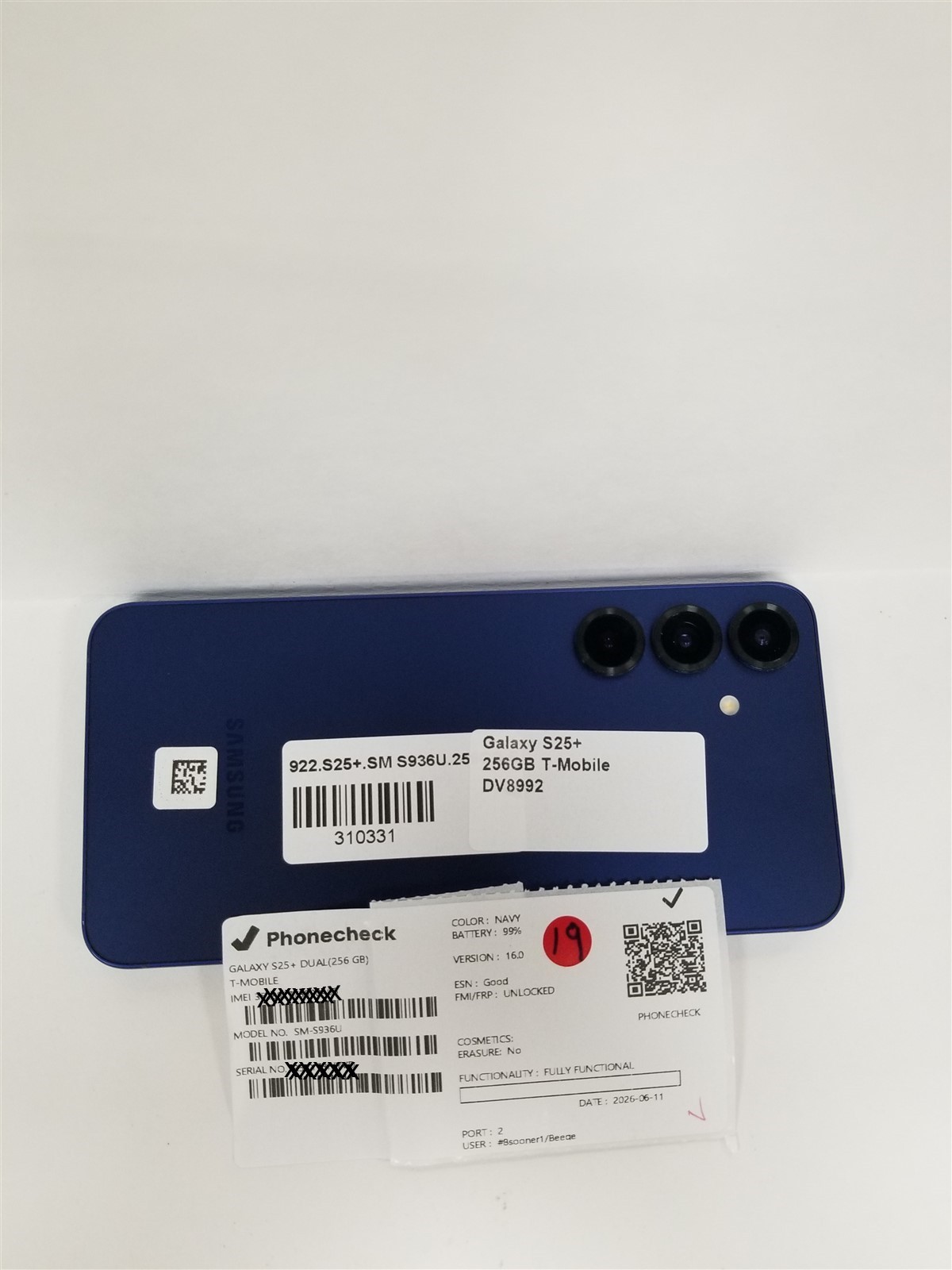 Samsung Galaxy S25+ 256GB Navy SM-S936U (T-Mobile) Fully Functional DV8992