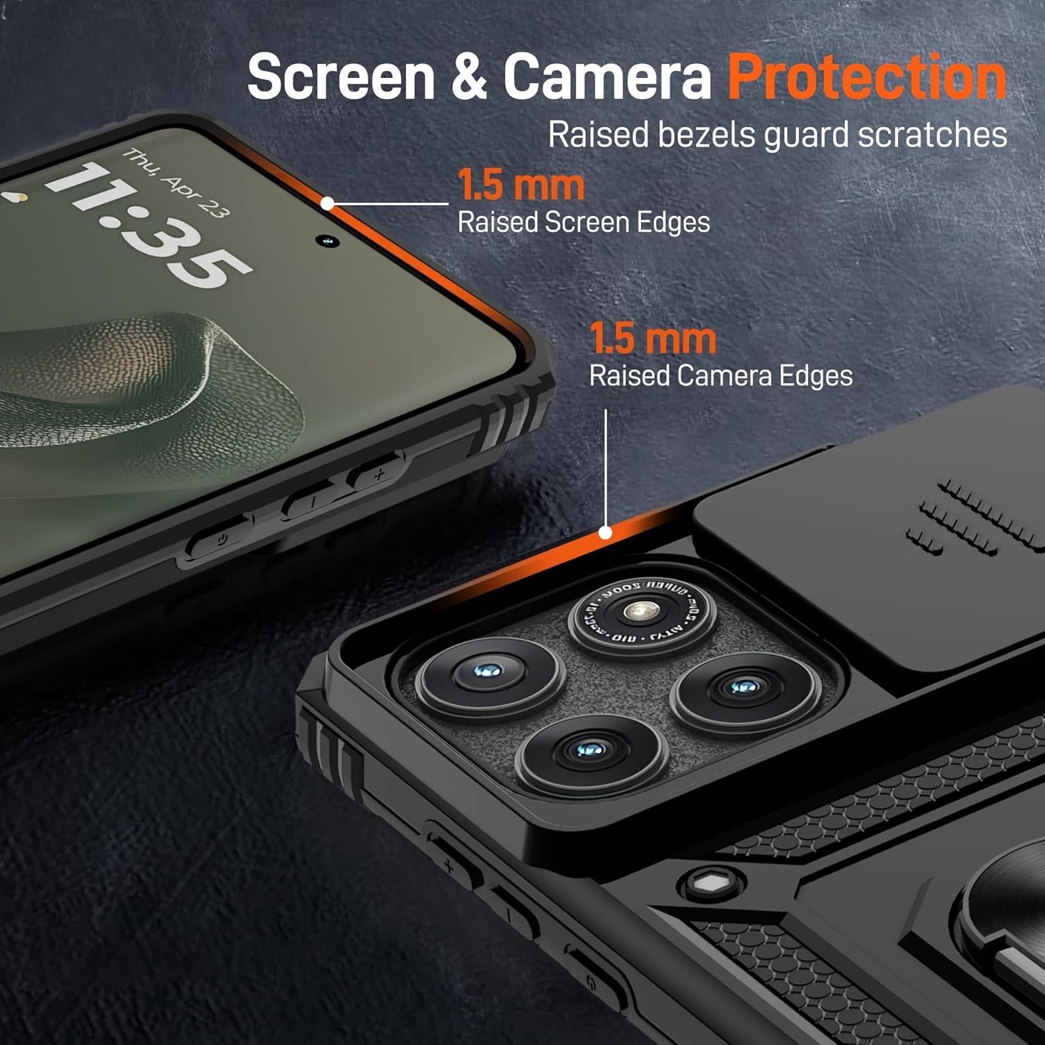 for Motorola Moto Edge (2025) Case with Slide Camera Cover & Screen Protector