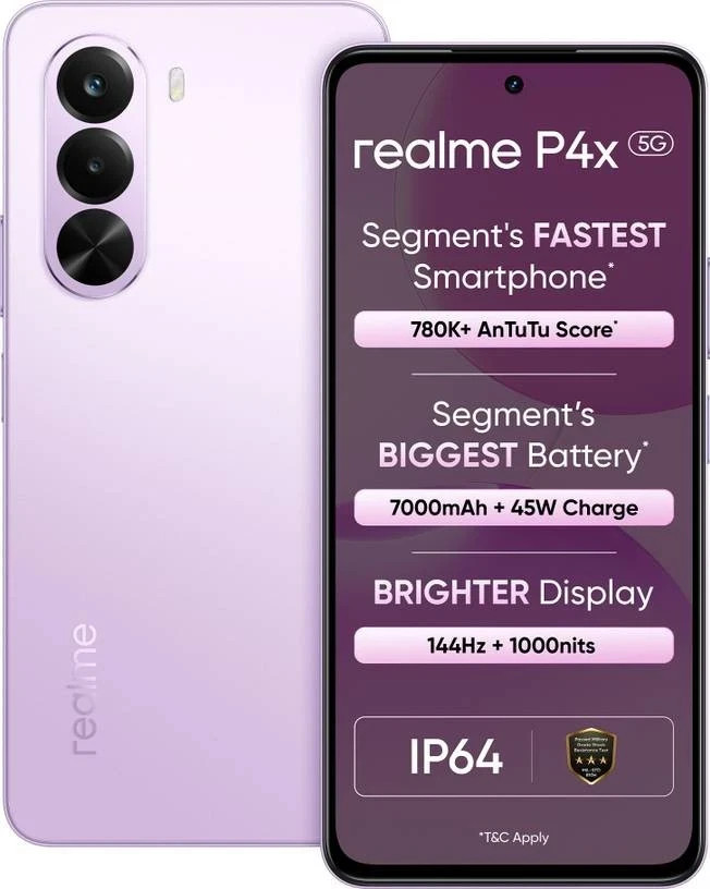 realme P4x 5G Pink 6GB RAM 128GB Factory Unlocked Global Version Smartphone