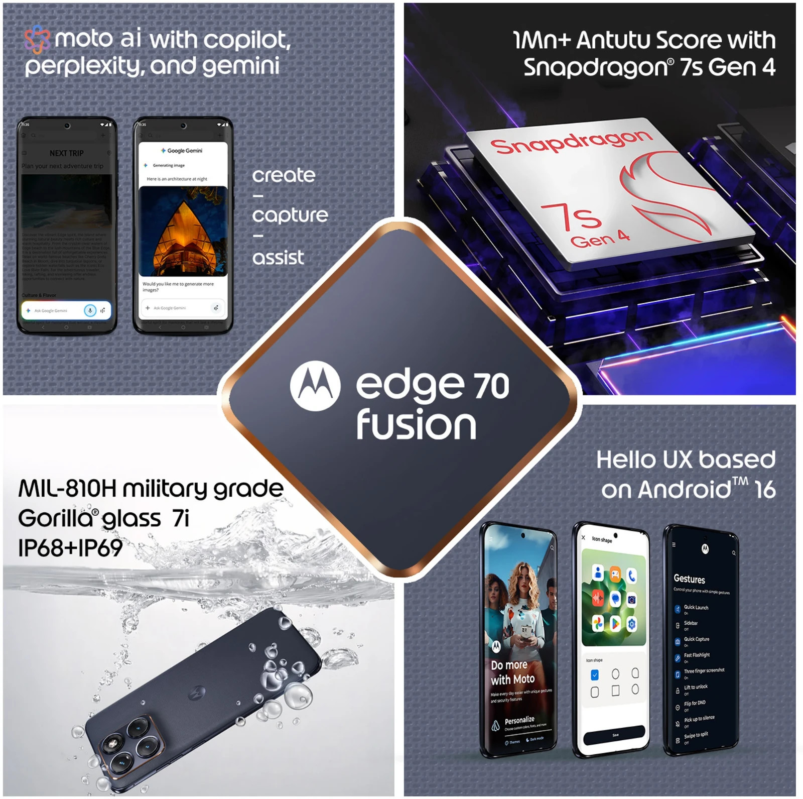MOTOROLA Edge 70 Fusion (SILHOUETTE, 12+256GB) Snapdragon® 7s Gen 4 SmartPhone