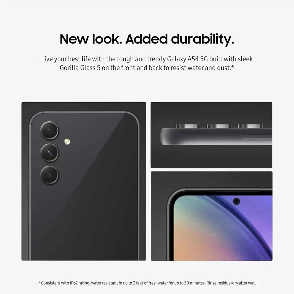 New Samsung Galaxy A54 5G A546U1 128GB Factory Unlocked-Awesome Graphite Sealed