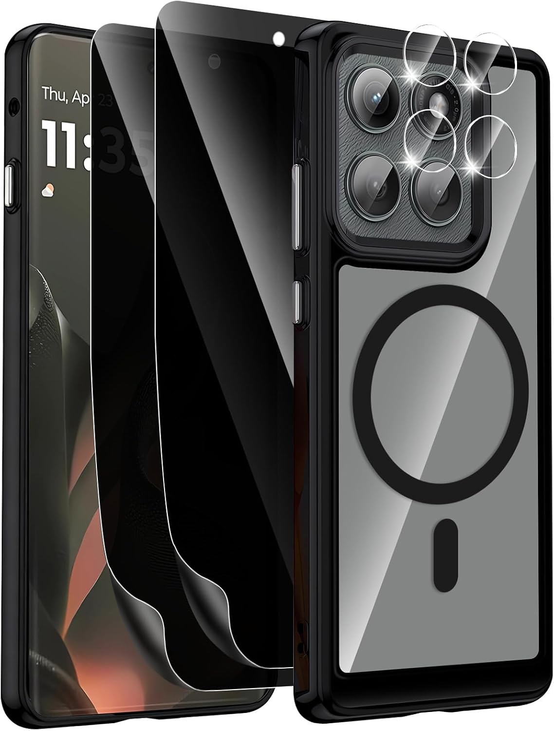 Magnetic Case for Motorola Edge 2025 with 2X Privacy & 1X Camera Lens Protector