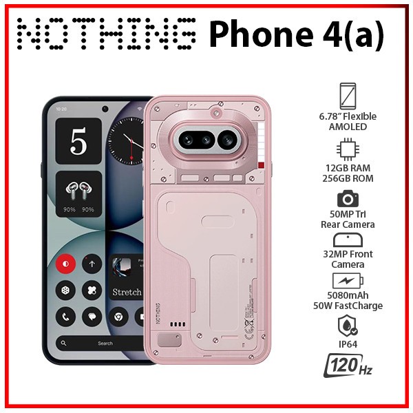 (New) Nothing Phone 4(a) PINK 12GB+256GB Dual SIM Unlocked Android Cell Phone