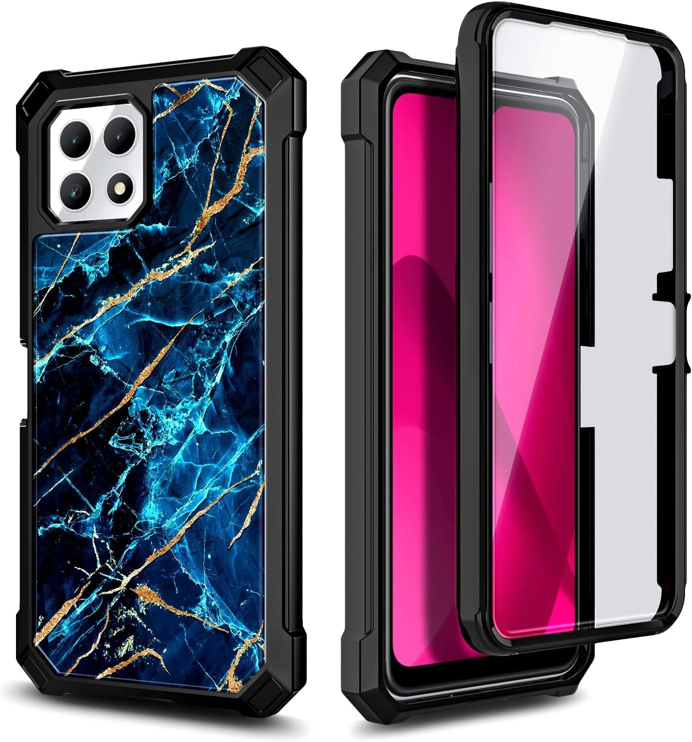 Designed for T-Mobile REVVL 7 Phone Case (REVVL 7 5G), Marble Sapphire Cover
