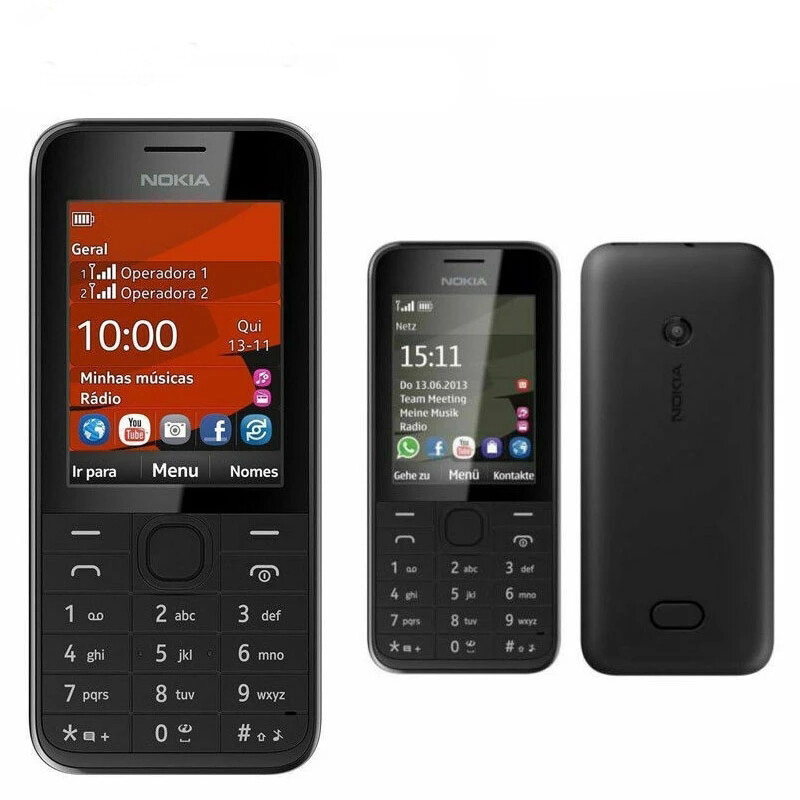 Original Nokia 208 Dual SIM 1.3MP Camera Bluetooth MP3 3G Unlocked Mobile Phone