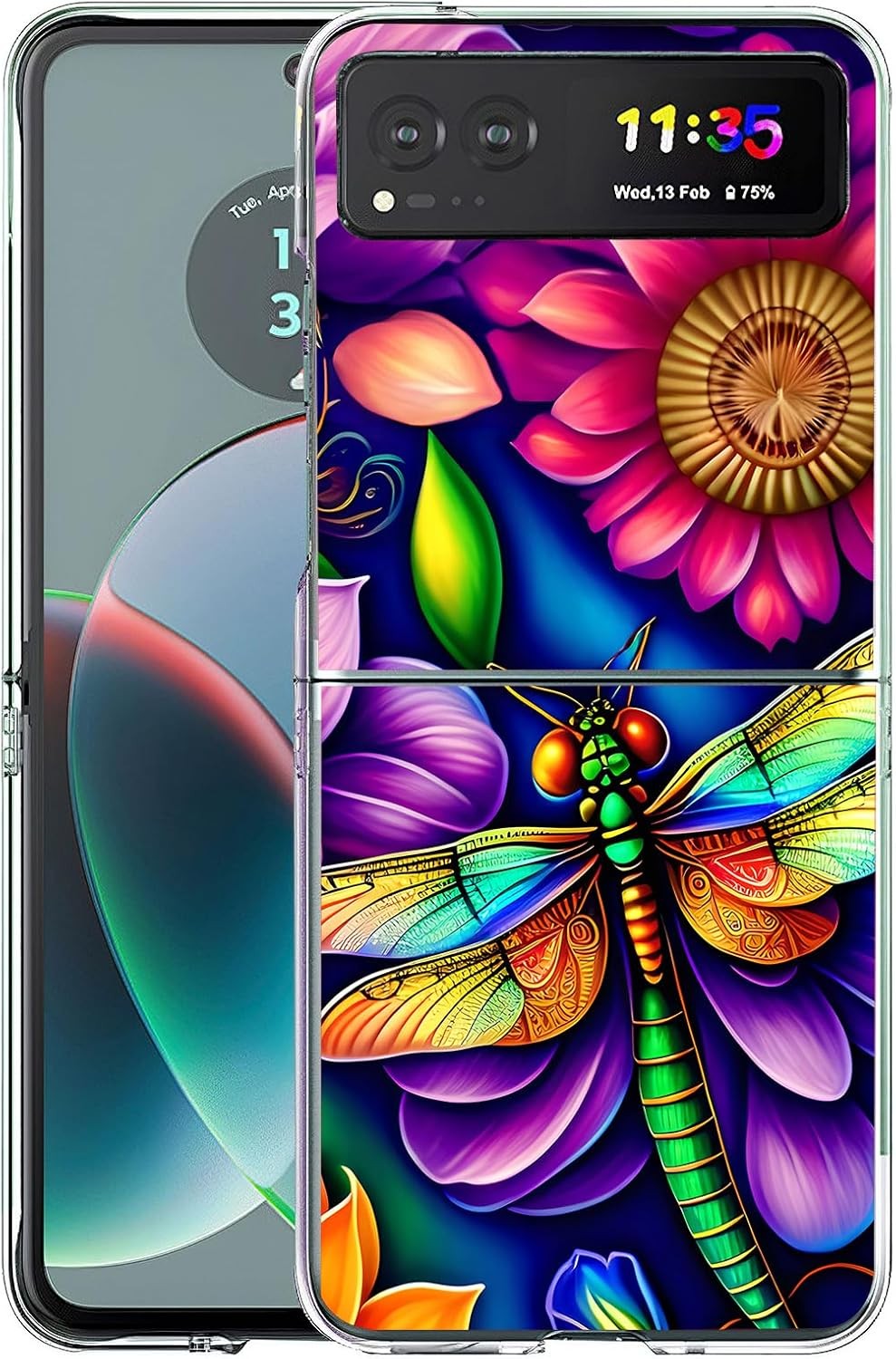 Case for Motorola Razr 2023, Blue Butterfly Flowers Rose Anti-Scratch Hard Cover