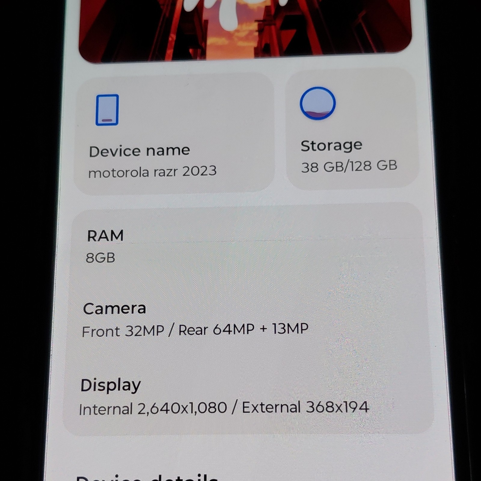 Motorola Razr 2023 Foldable 128GB 8GB RAM 64MP+13MP Rear 32MP Front Blue