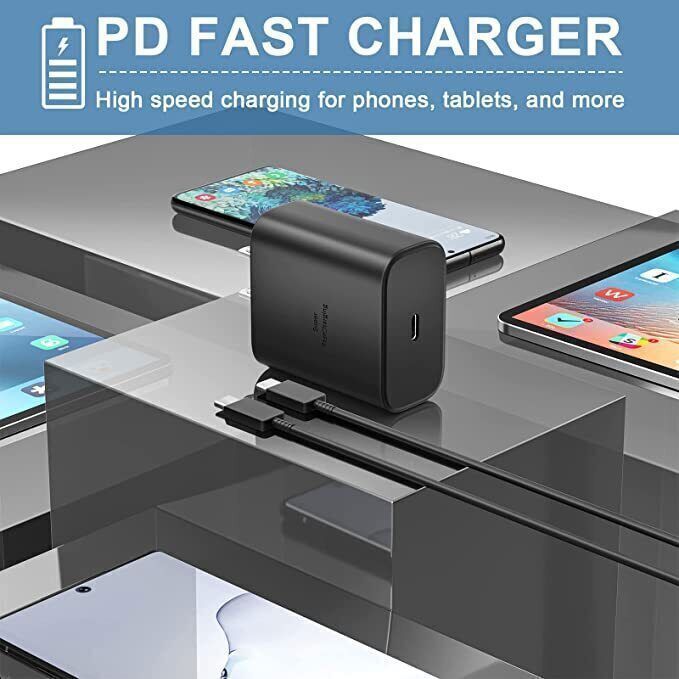 45w Type USB-C Super Fast Wall Charger 6FTS Cable For Samsung Galaxy S23 S22 S21