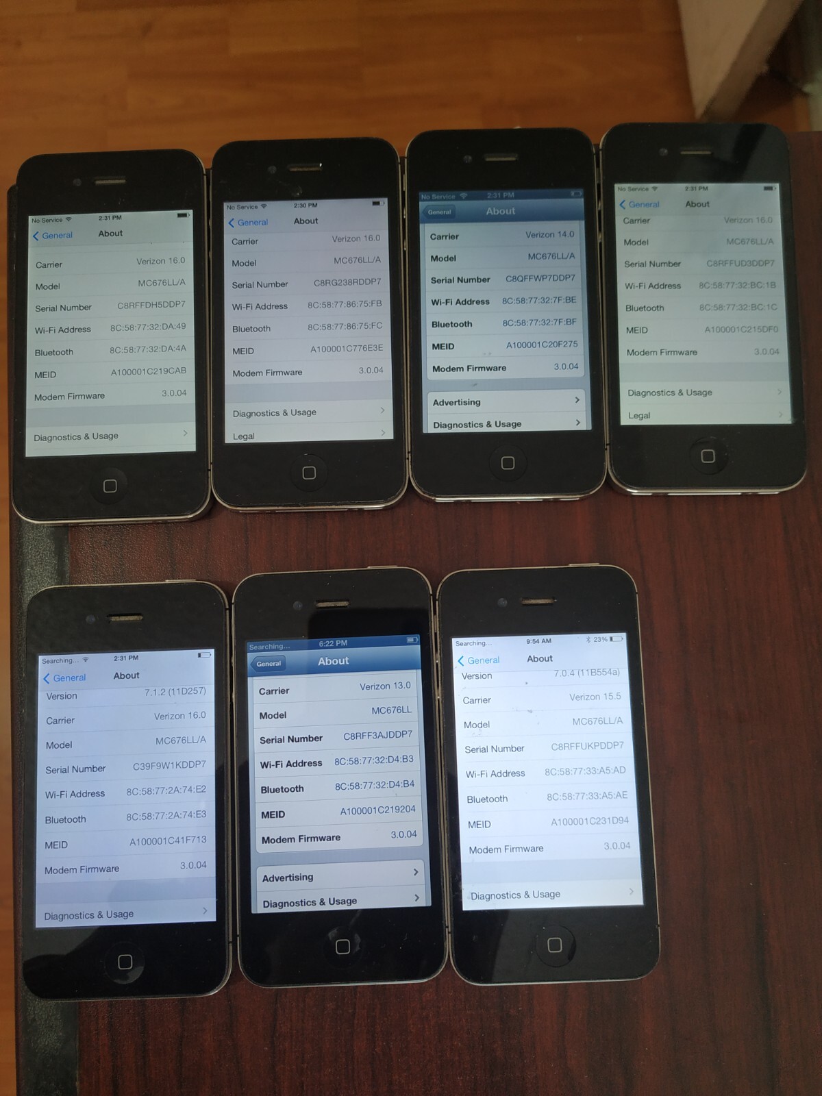 Lot of 7 Apple iPhone 4 A1349(CDMA) 16GB ( NON SIM MODEL)( Verizon )