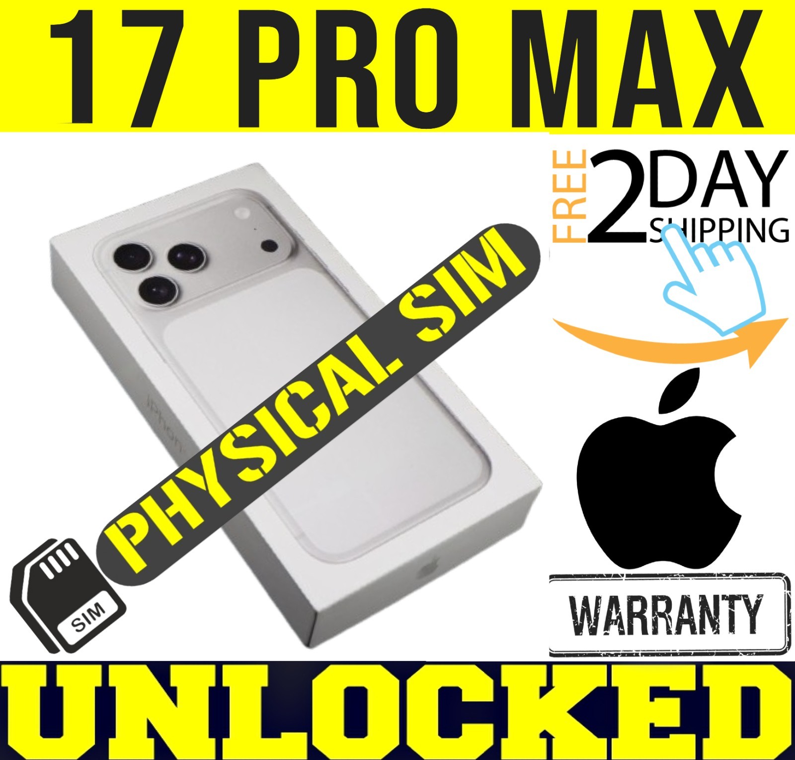APPLE IPHONE 17 PRO MAX 256GB SILVER (UNLOCKED)✅PHYSICAL SIM CARD TRAY ✅❖SEALED❖