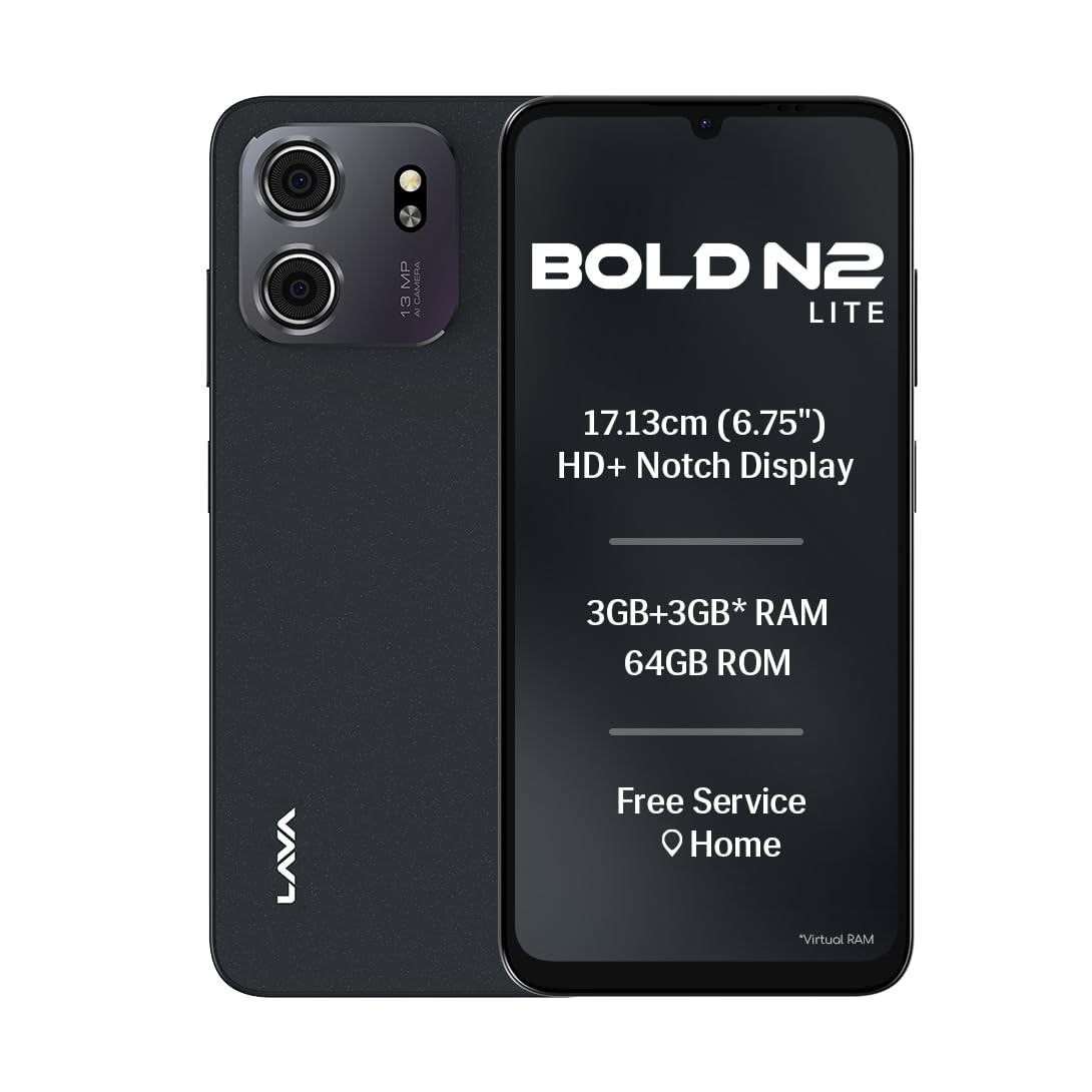 Lava Bold N2 Lite |6.75″ HD+ Display |13MP AI Dual Rear Camera |5000 mAh Battery