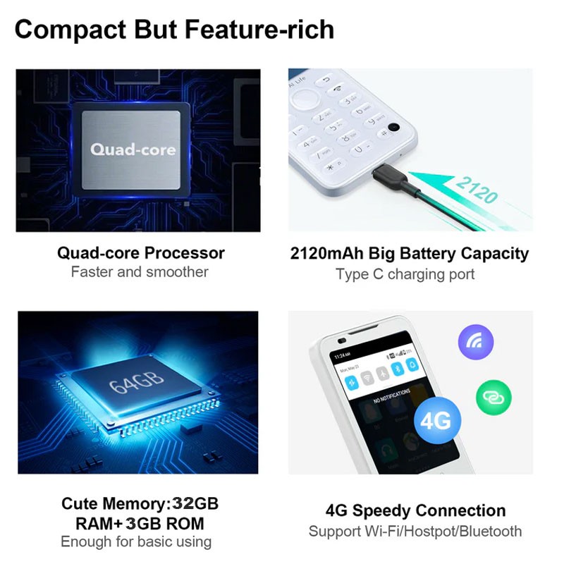 Qin F21 PRO 4G LTE Android 11 Mini Smartphone 2.8-inchTouch Screen Keyboard